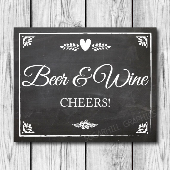 زفاف - Chalkboard Wedding Sign, Printable Wedding Sign, Chalkboard Wedding Beer Wine Sign, Wedding Decor, Instant Download