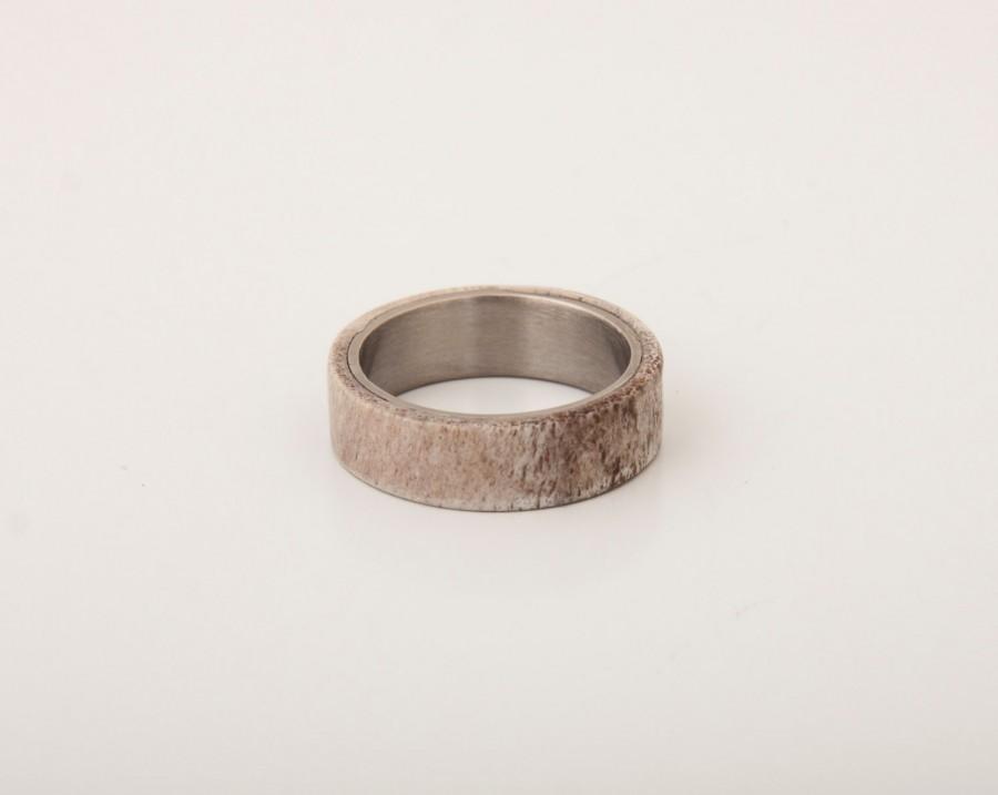 Свадьба - titanium antler band wedding ring antler ring