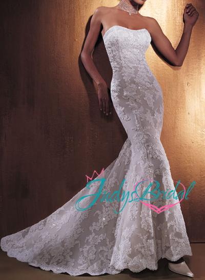 Hochzeit - JC11025 Amazing Mermaid chapel Train Lace Wedding Dress