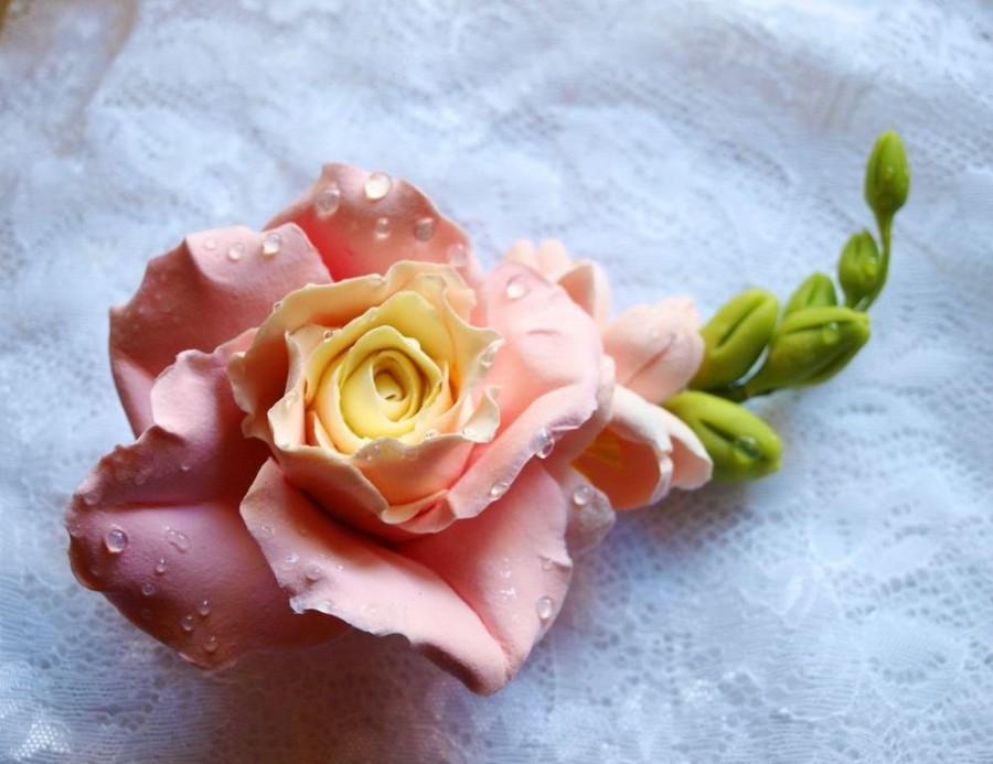 زفاف - blush pink rose wedding cake topper, flower engagement cake toppers, floral caketopper ideas