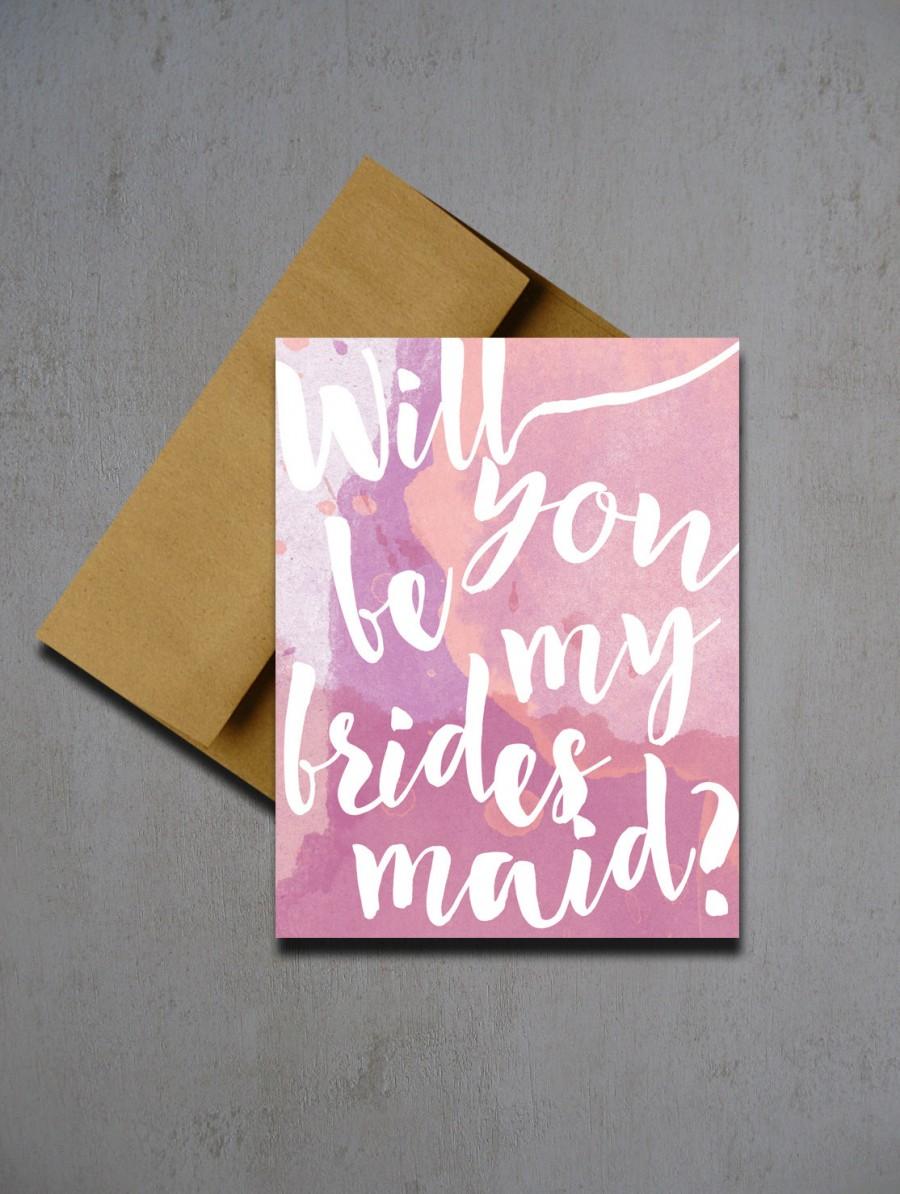 Hochzeit - Purple and Pink Watercolor Will You Be My Bridesmaid - Will you be my bridesmaid  - Will you be my matron of honor - Bridesmaid proposal