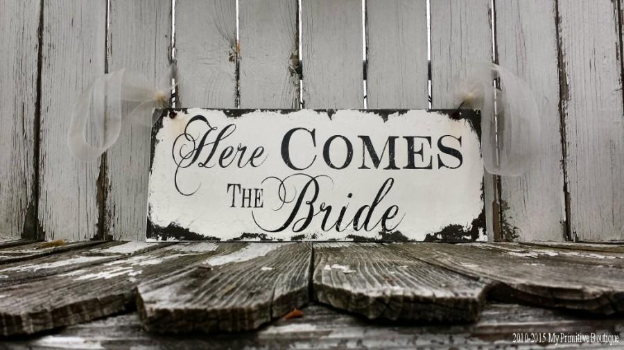 زفاف - HERE COMES the BRIDE Sign, Vintage Wedding Sign