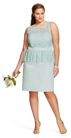 زفاف - Tevolio Women's Scalloped Lace Sleeveless Peplum Dress Green Tides 16W