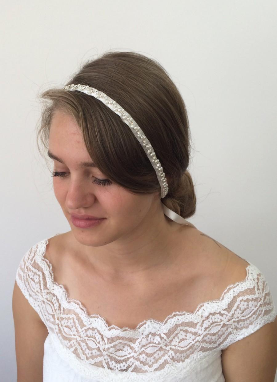 Mariage - Bridal Headband, Rhinestone, Pearls Lace Embriodered Wedding Headband, Wedding Hairband, Bridal Headpiece, ReddApple, Fast Delivery