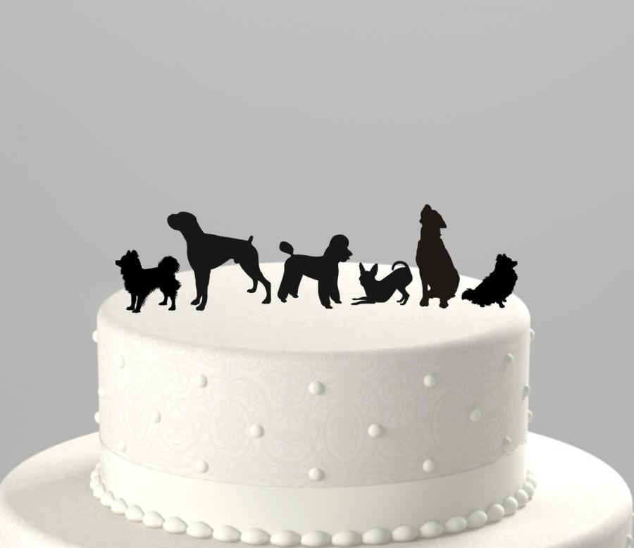 زفاف - Add a Pet - Dog Silhouette Cake Topper, Cupcake Topper Acrylic Cake Topper [CTpd]