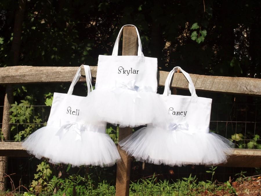 زفاف - Bride, Bridesmaid or Flower Girl Tote Bag Custom Boutique monogram name Fairytale Wedding