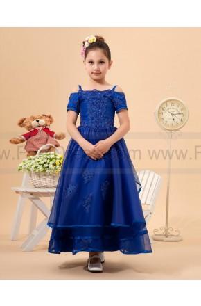 زفاف - Fashion Color Applique Royal Blue Flower Girl Dress