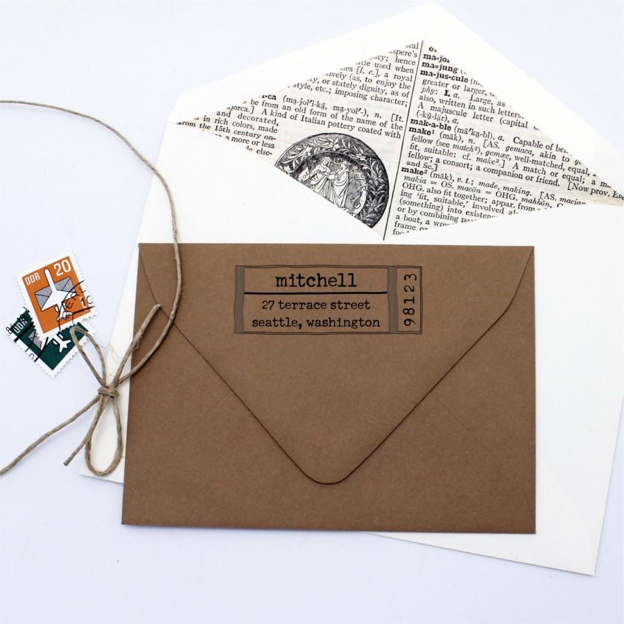 Hochzeit - Typewriter Label Custom Return Address Stamp - Personalized Self Inking Stamp
