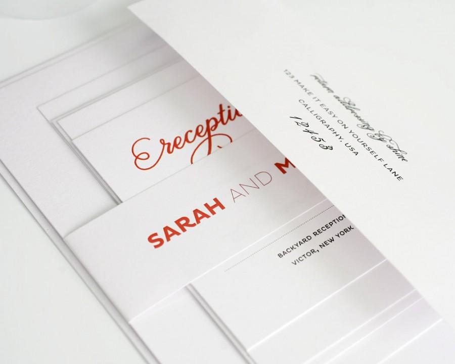 Mariage - Modern Whimsy - Modern Wedding Invitation in Red and White, Winter Wedding - Deposit to Get Started