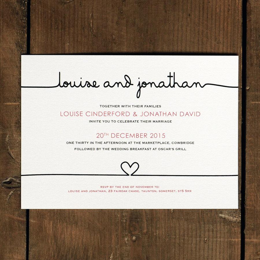 Hochzeit - Scribble Handwriting Wedding Invitation Set on Luxury Card - Modern wedding invites, Wedding invitations UK, Wedding invitations Australia