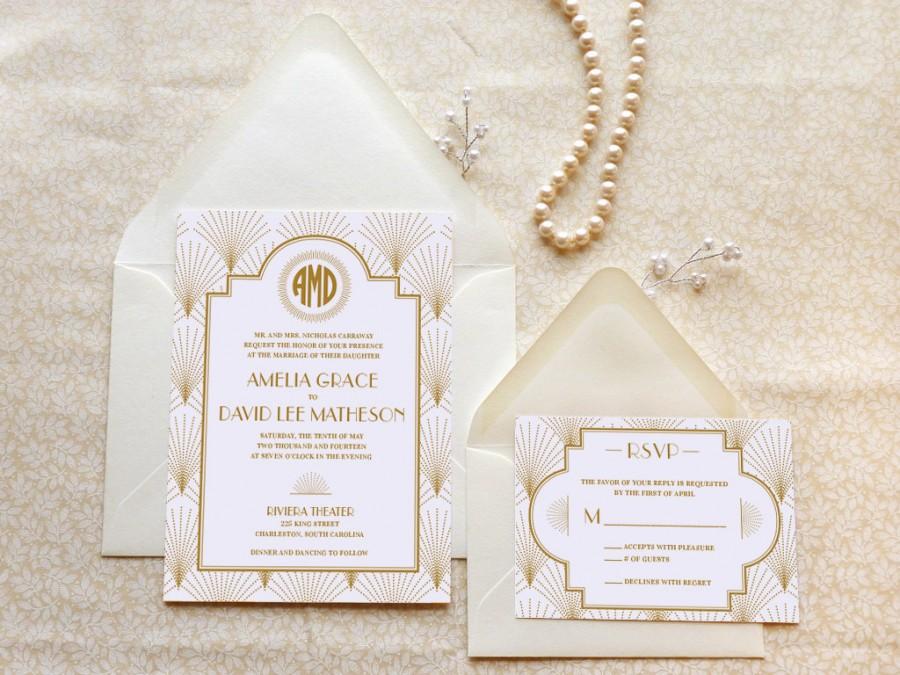 Mariage - The Charleston Gatsby Wedding Invitations - 1920s wedding - Art Deco Wedding - Old Hollywood - Monogram Wedding