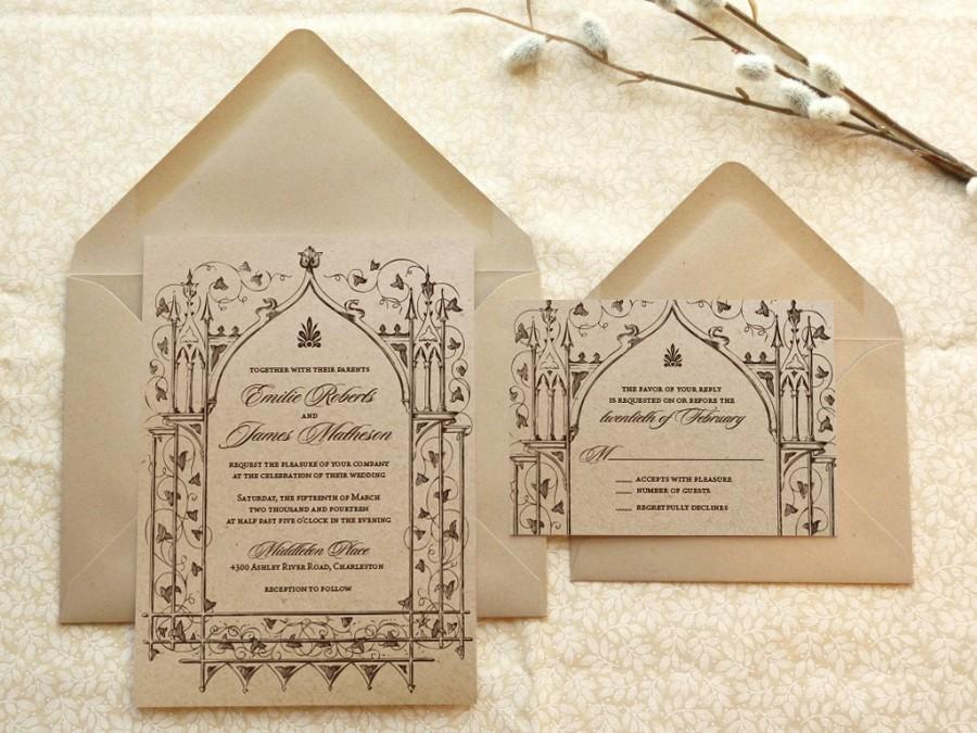 Mariage - Once Upon a Time Kraft Garden Wedding Invitations - Fantasy Wedding - Castle Wedding - Fairytale Wedding - Nature Wedding