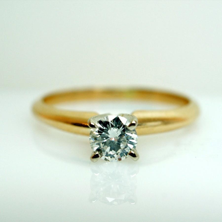Wedding - SALE - Vintage .28ct Round Brilliant Cut Diamond Solitaire Engagement Ring - Size 4.75 - Free Sizing - Layaway Options