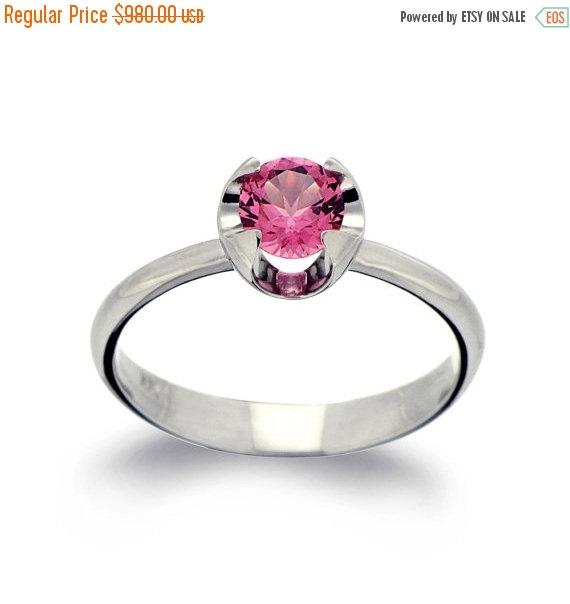 Свадьба - CLEARANCE SALE 35% OFF - Rose Cup Pink Spinel Engagement Ring, 14k White Gold Engagement Ring, Unique Engagement Ring, Pink Gemstone Ring