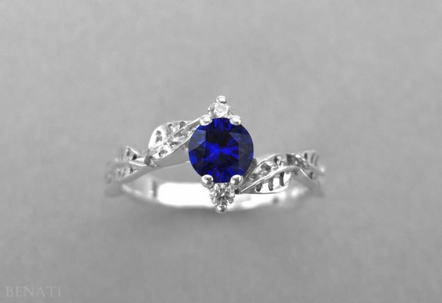 زفاف - Sapphire Leaf Engagement Ring, Leaf Engagement Ring, Sapphire Leaf Ring, Leaves Ring, Natural Floral Engagement Ring, Leaves Sapphire Ring