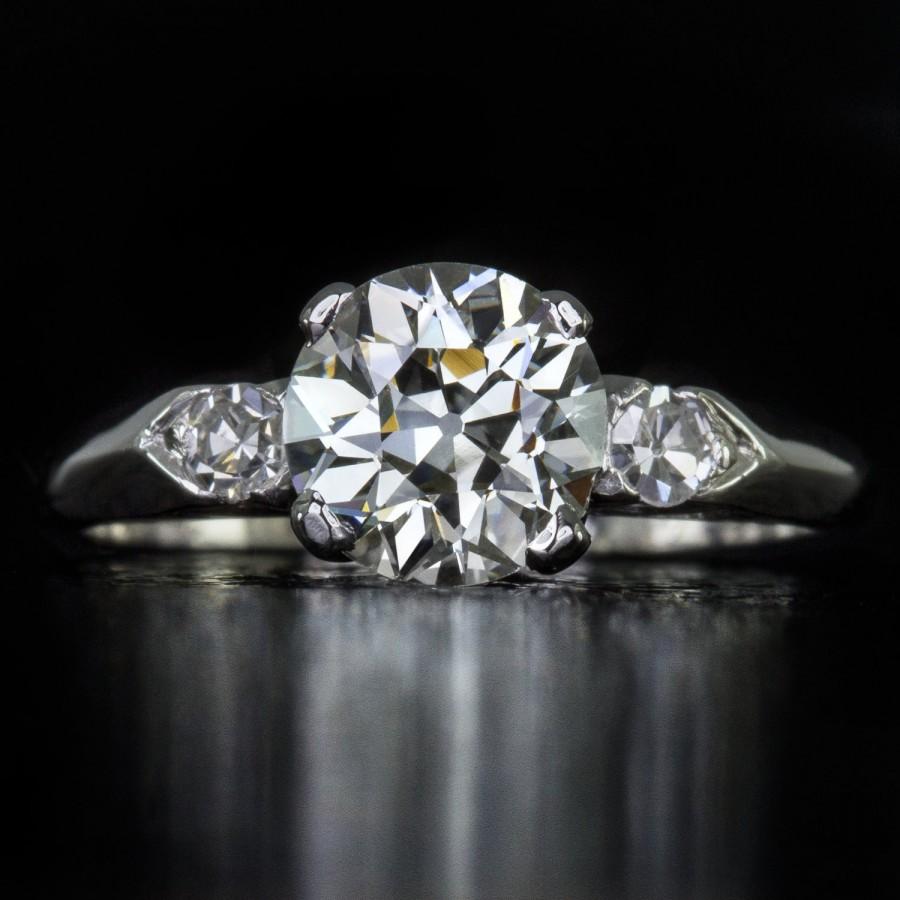 Mariage - 1.19CTTW 1947 Antique Diamond Engagement 950 Platinum Ring Old European Cut K VS1 Original Vintage Accent Single Cut G VS 8289