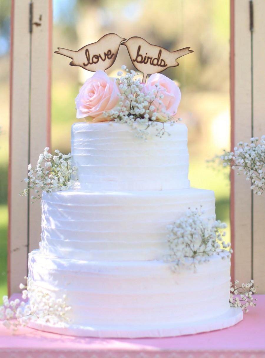 Hochzeit - Rustic Love Birds Cake Topper by Morgann Hill Designs  