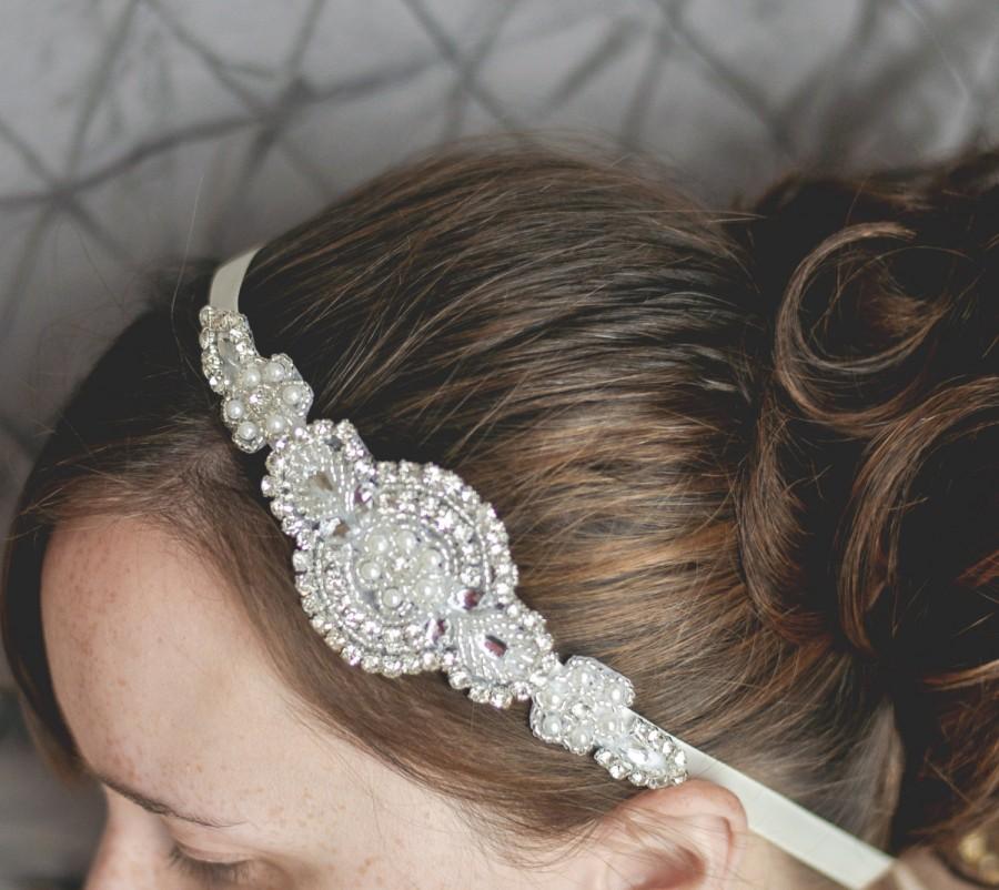 Wedding - Crystal Bridal Headband, Rhinestone Wedding Headband, Bridal Hairpiece, Wedding Hairpiece, Beaded Crystal Hair Accessory, Vintage Inspired