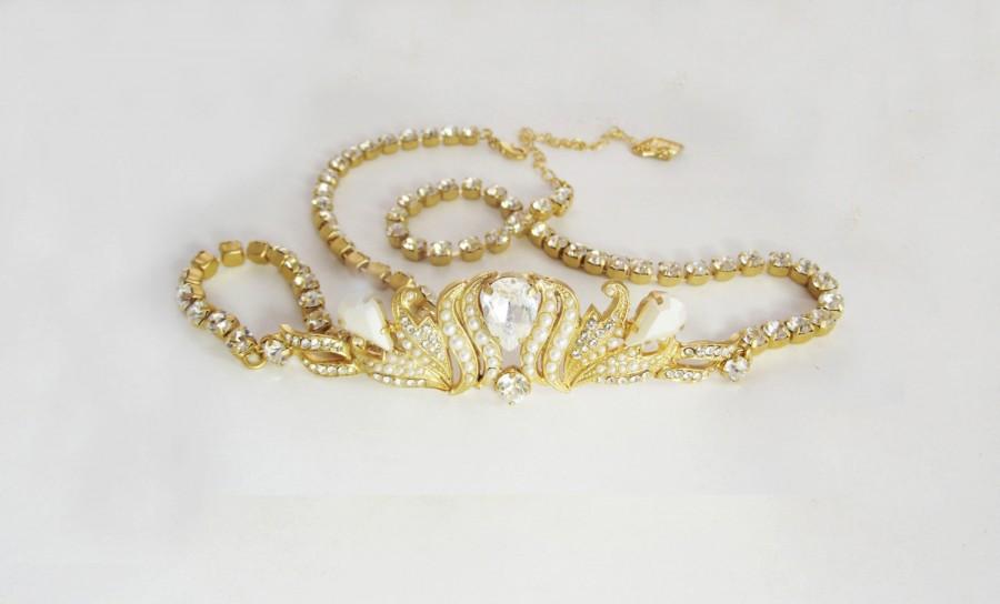 Свадьба - Bridal Wedding Sash, Gold crystal bride dress-belt, Pearl and Rhinestone belt Sash, Wedding dress accessories, Crystal Wedding Jewelry