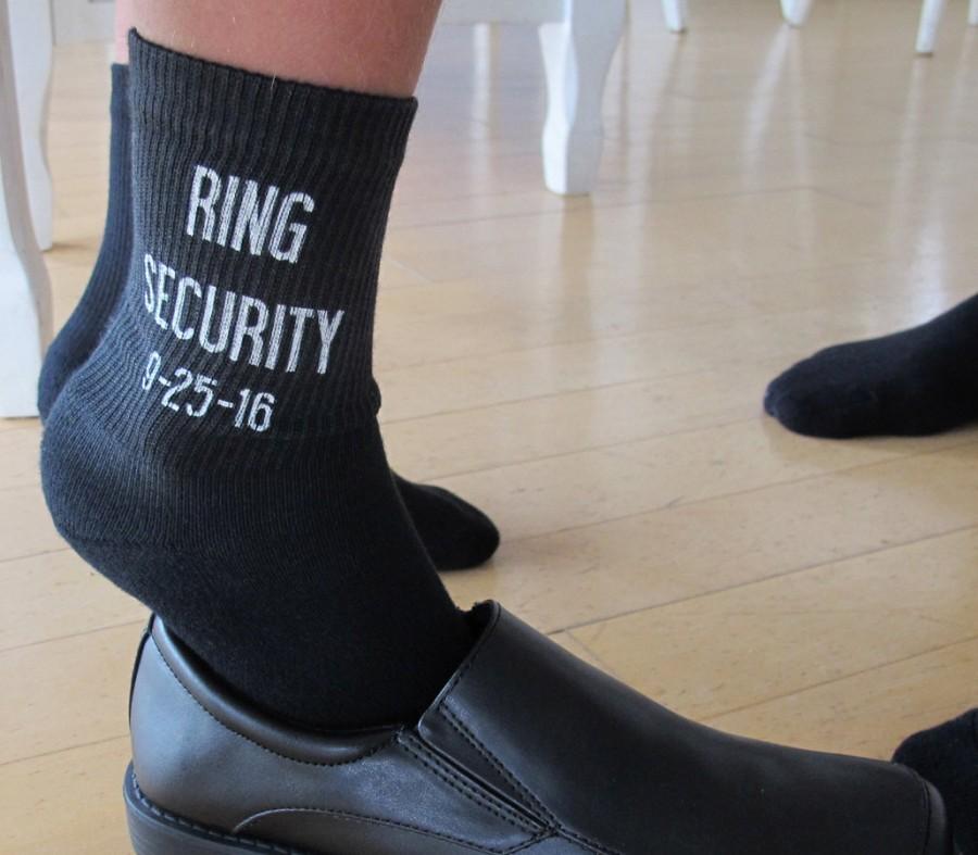 Mariage - Ring Bearer Wedding Socks, Custom Printed Youth Size, Ring Security, Personalized Ringbearer, Bling Security, Socks for Kids, Wedding Attire