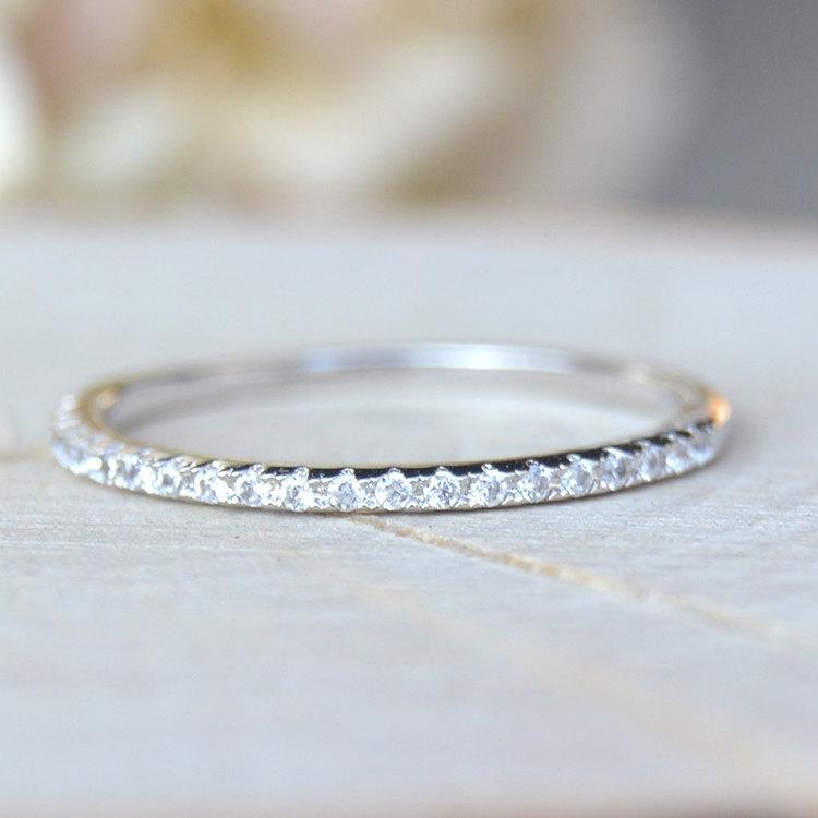 Wedding - Thin 1.4mm Eternity Band Ring - Silver