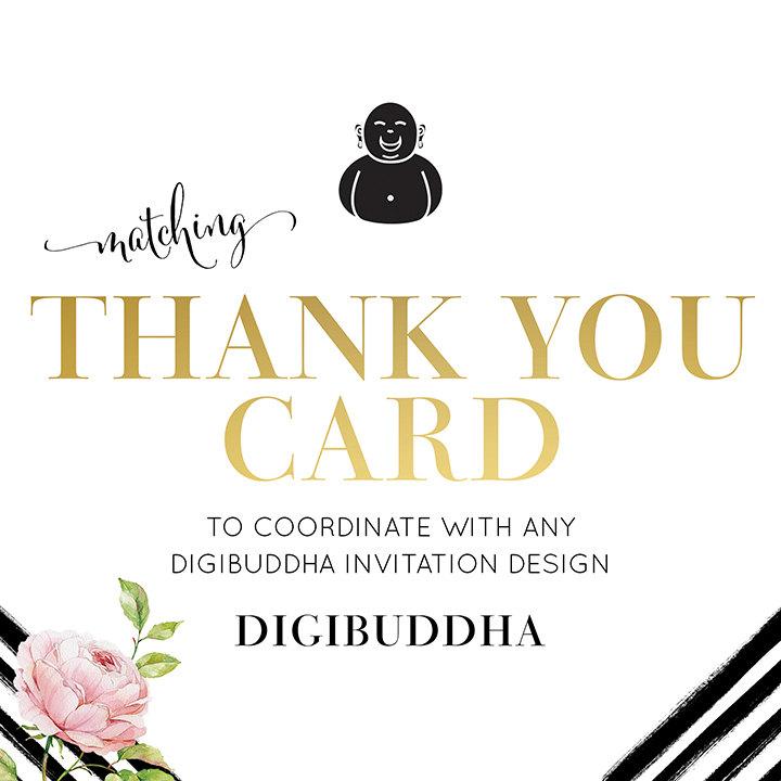 Hochzeit - digibuddha THANK YOU CARD Custom Coordinating Folded A2 Notecard Design Made to Match any digbuddha Invitation DiY Printable or Printed