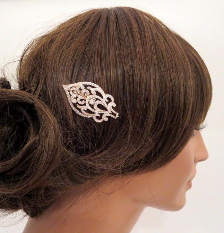 Mariage - Wedding hair comb, Rose Gold Bridal hair clip, Rose Gold Bridal hair pin, Art Deco hair comb, Crystal hair comb, Vintage inspired, AMELIA