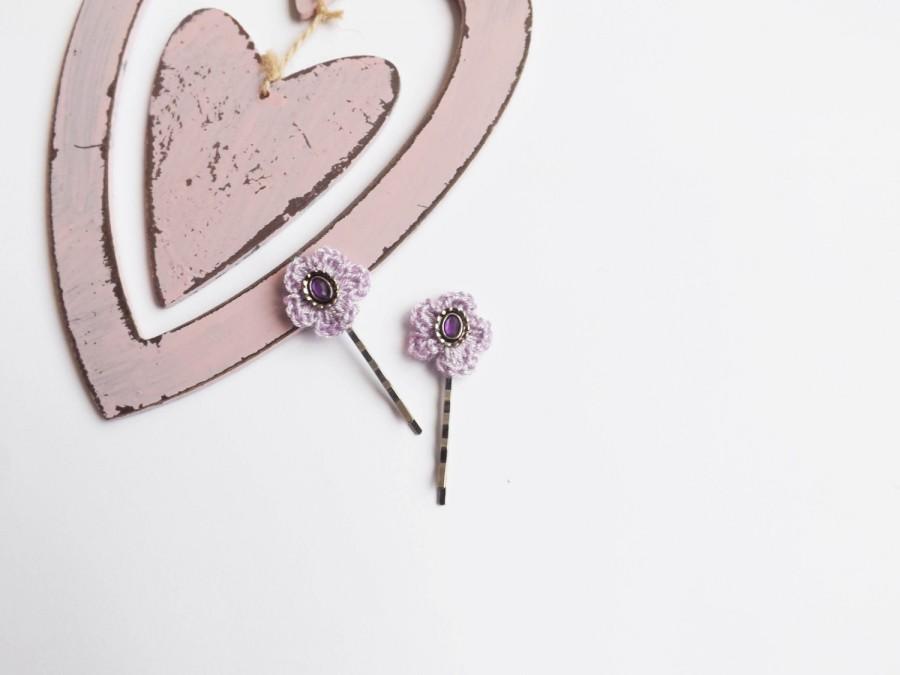 Свадьба - Bobby Pins, Hair Pin, Shabby Chic Hair Accessories, Crochet Romantic Chic bobby pin set of 2 Women teen girl accessory. Haarklemme