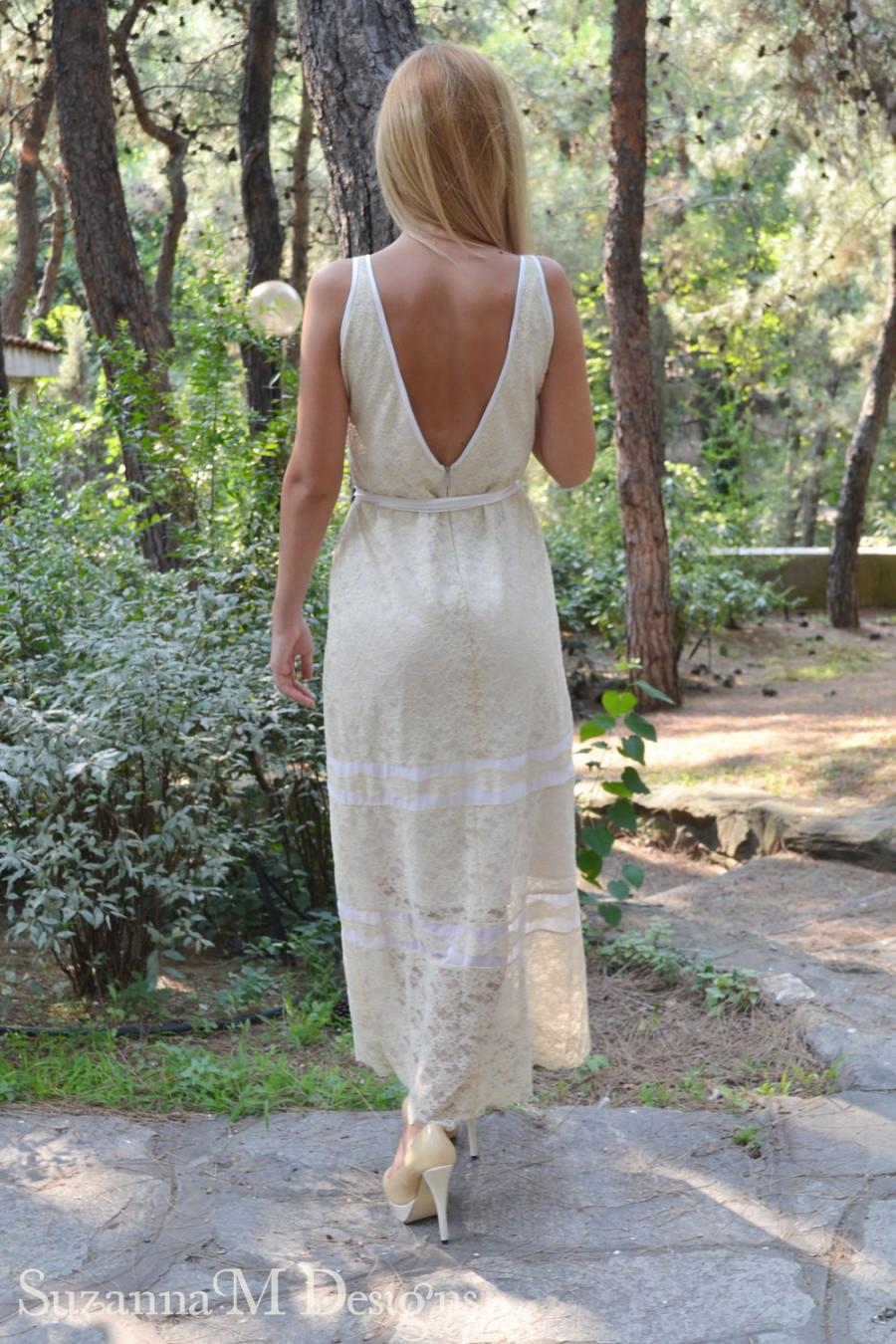 زفاف - SAMPLE SALE - Lace Ecru Vintage Maxi Wedding Dress - Handmade by SuzannaM Designs