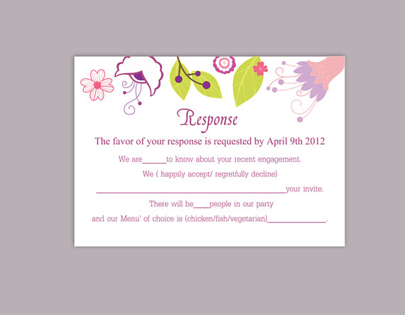 Свадьба - DIY Wedding RSVP Template Editable Word File Instant Download Rsvp Template Printable RSVP Cards Floral Colorful Rsvp Card Elegant Rsvp Card