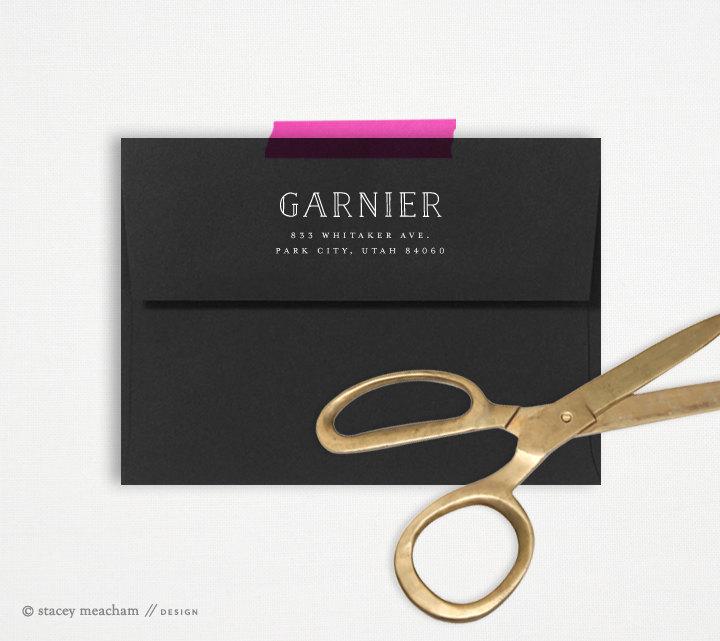Wedding - Return address stamp - rubber stamp  - modern stamp -  self inking - The Garnier
