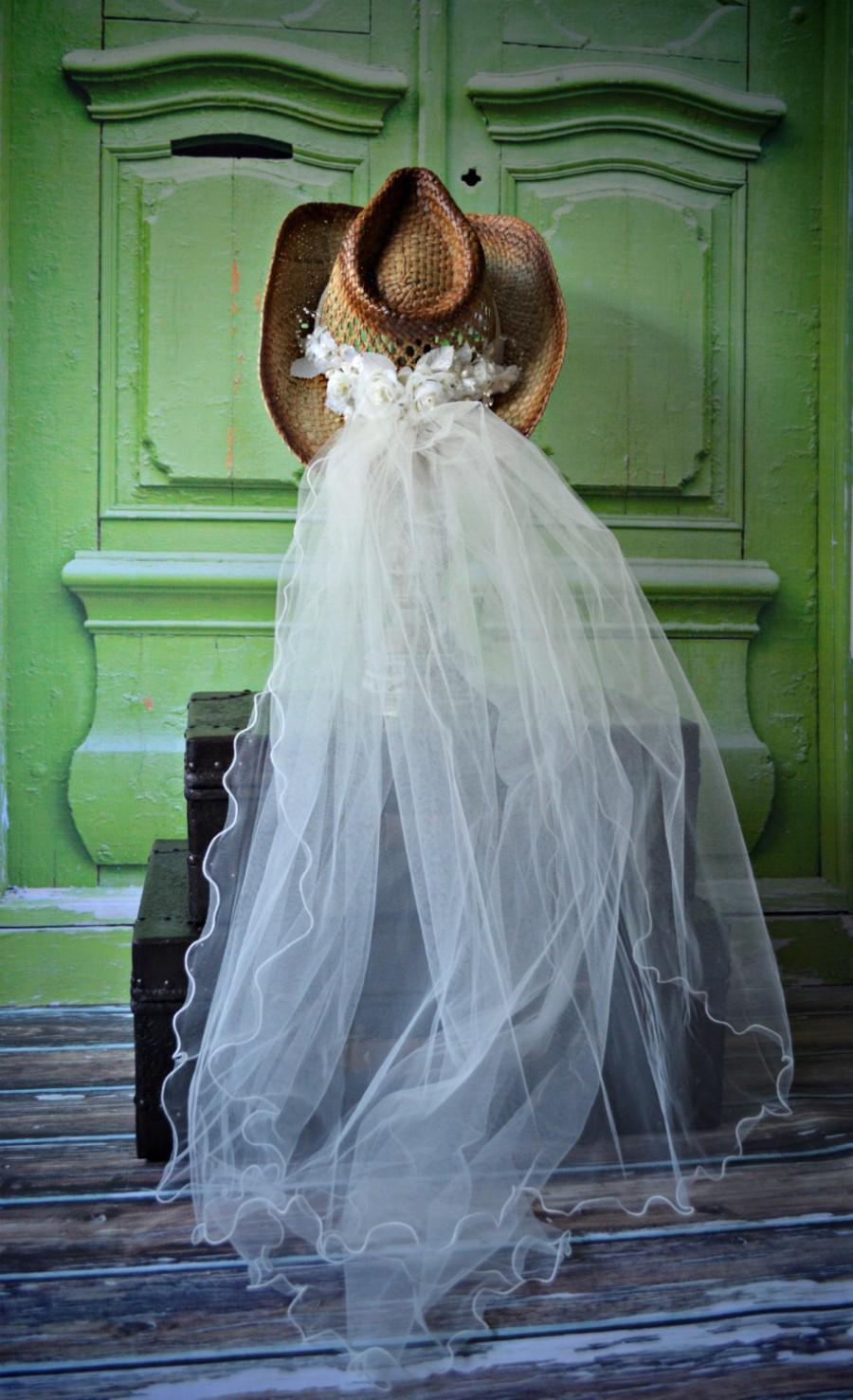 Wedding - Western-wedding-veil-ivory-white-hat-cowgirl-cowboy-boots-bride-cake topper-bachelorette-cowgirl hat-western wedding-cowgirl hat with veil