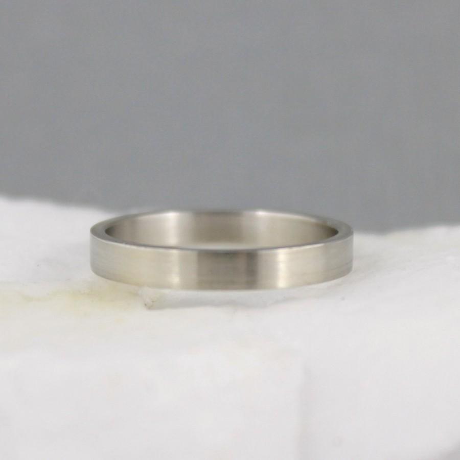Mariage - 3mm 14K White Gold Wedding Band - Unisex - Matte Finish or Polished Finish - Commitment Rings - Classic Wedding Band - Mens Wedding Ring