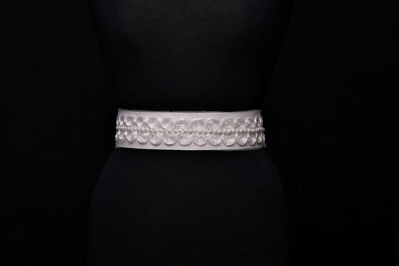 Mariage - Olivia Rose and Pearl Embellished Belt // BRIGHT WHITE// 2.25" Wide Grosgrain Ribbon