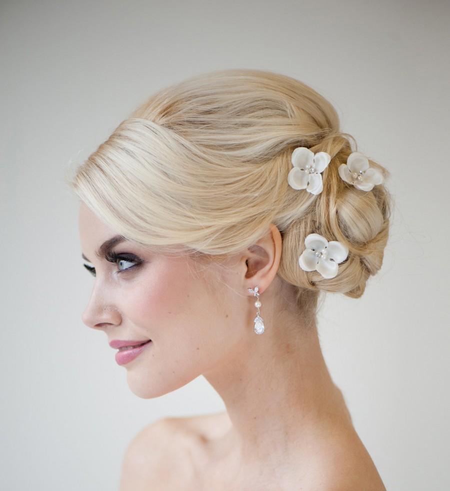 زفاف - Silk Flower Hair Pins, Bridal Hair Pins, Wedding Hair Pins, Bridal Flower Hair Accessories, Wedding Hair Accessory - Adele