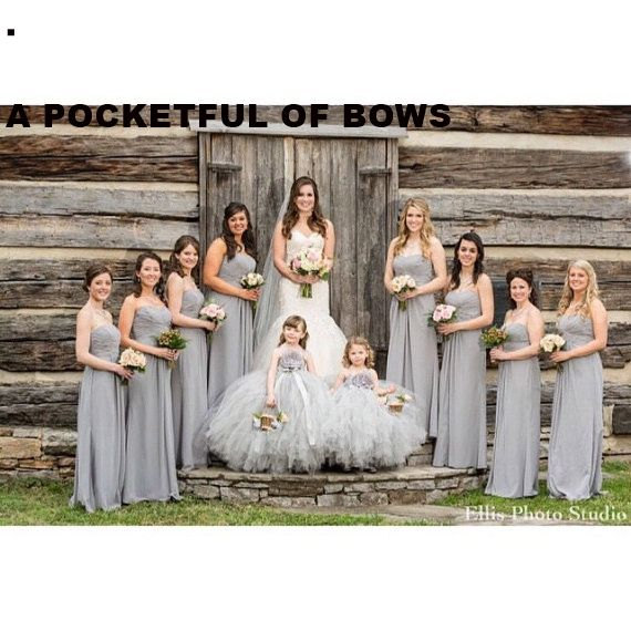 Wedding - Silver Flower Girl Dress, Long Tulle Dress