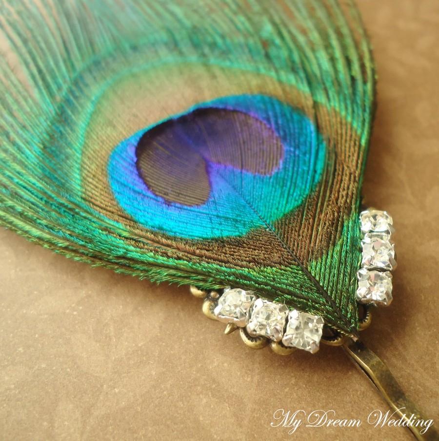 Wedding - Peacock hair pin, Bridal hairpin, Wedding hair pin. Bridal peacock hair pin Something Blue -DESIREE-