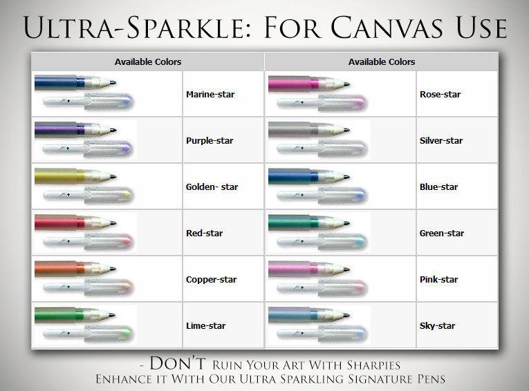 Wedding - 2 Canvas Signing Pens - Ultra Sparkle - Ultra Fine Point - Specially Made For Canvas Use - Free Shipping if canvas has not shipped yet