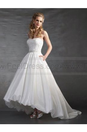Mariage - Asymmetric Beaded Sweep Train Satin White Wedding Dresses 2013