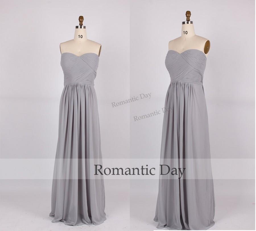 زفاف - Hot Sale Gray Chiffon Bridesmaid Dresses/Gray Long Prom Dresses 2015/Gray Dress for Wedding Plus Size Maxi Dress 0224
