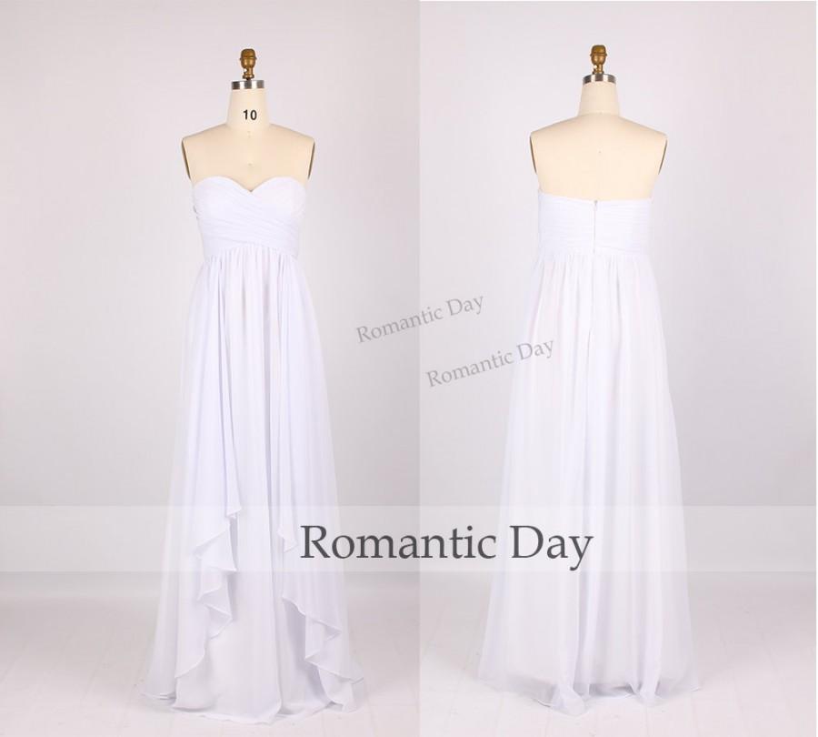 Wedding - Hot Sale White Ruffles Sweetheart Beach Wedding Dress/Summer Dress/Prom Dresses/Evening Dress/Simple Wedding Dress/A-Line Long Dress 0100