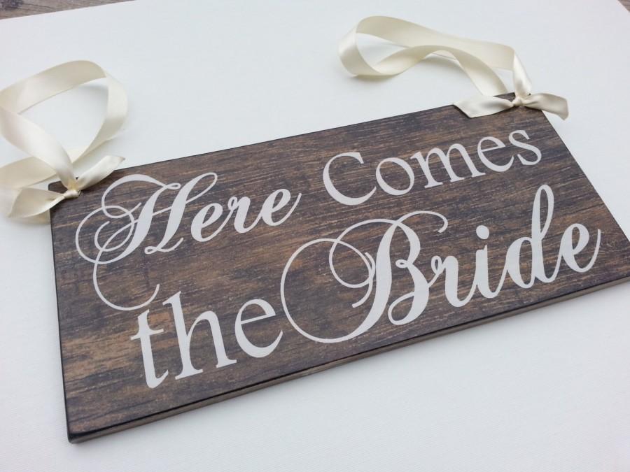 Wedding signs here comes Bride Kiss forever photo booth props vintage shabby new 