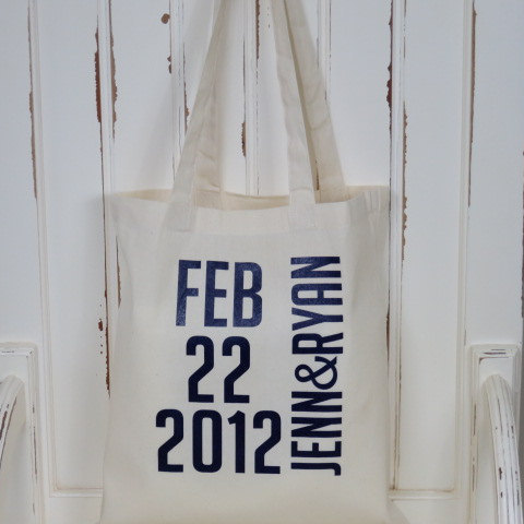 Wedding - 15-Wedding Welcome Tote Bags "Wedding Date"  by Bleu Boxx