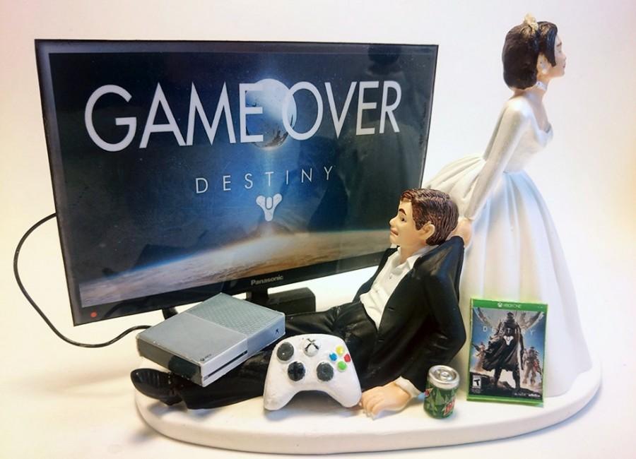 Hochzeit - Video Game Xbox One Game Over Funny Gamer Wedding Cake Topper Bride and Groom Dest