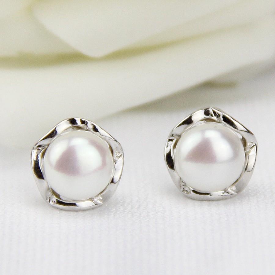 Свадьба - FREE SHIPPING jewelry,pearl stud earrings,pearl earings,freshwater pearl earrings,pearl earring stud,stud earring pearl,pearl earring ER026