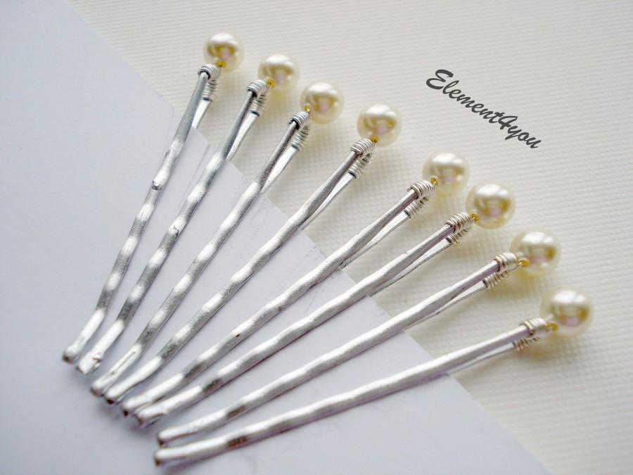 Wedding - Pearl bobby pins Bridal hair do accessories Wedding Prom Swarovski Ivory champagne Gold silver hair pins Bridesmaid party gift flower girl