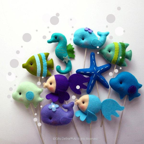 Mariage - Under the Sea Friends Custom Party Favor, Cupcake Topper, Party Decor, Nautical Theme, Ocean, Beach Party, Wedding, Birthday, Baby Shower