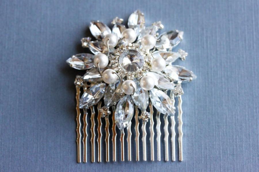 زفاف - Wedding Hair Comb, Crystal Hair Comb Bridal Hair Comb Pearl And Rhinestone Hair Comb