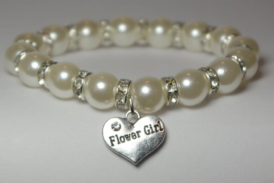 Свадьба - flower girl bracelet - will you be my flower girl gift - 7 1/2 INCHES AROUND - flower girl jewelry - junior bridesmaid - handmade bracelet