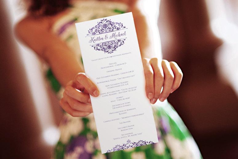 Wedding - SALE! DiY Wedding Program Template - Instant Download - EDITABLE TEXT - Natalia (Faded Eggplant) Tea Length - Microsoft® Word Format